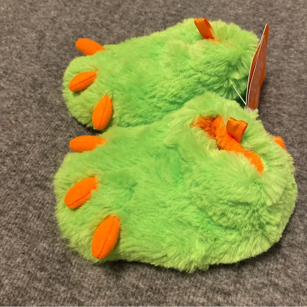 Green and Orange Monster Claw Slippers Childs Size 3‎ Wonder Nation Slip On New